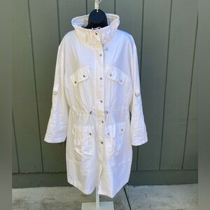 Black rivet long lightweight utility coat